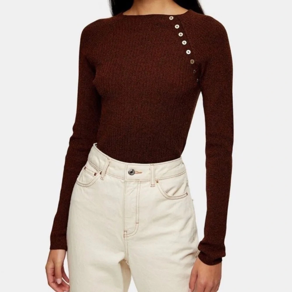TopShop Ribbed Knit Long Sleeve Crewneck Shirt NWT